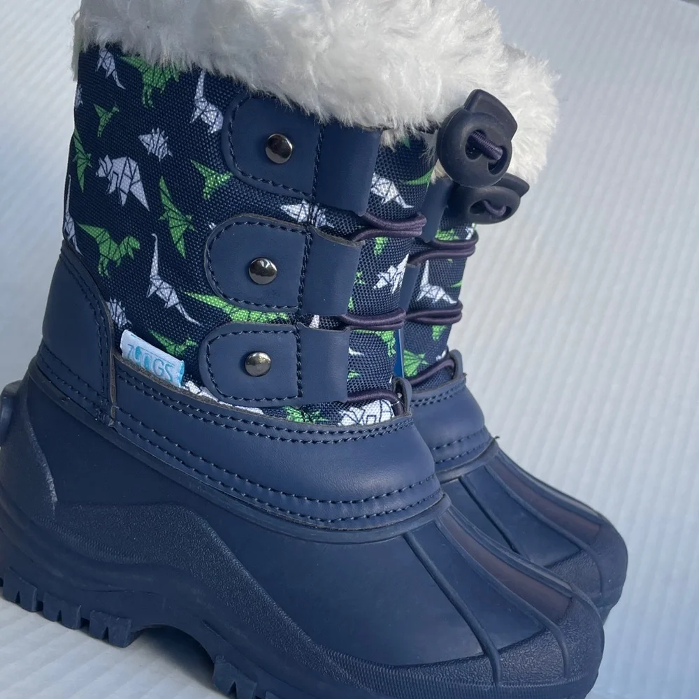 Zoogs Navy Boots with Dinosaur Design Toddler 7